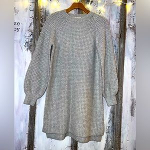 NEW Upwest Nordstrom Soft Gray Waffle Sweater Dress S